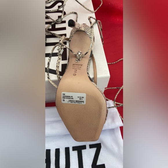 SCHUTZ Vikki Snake Embossed Leather High Heel - Picture 3 of 4